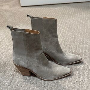 Sigerson Morrison Taupe Suede Heeled Ankle Boots